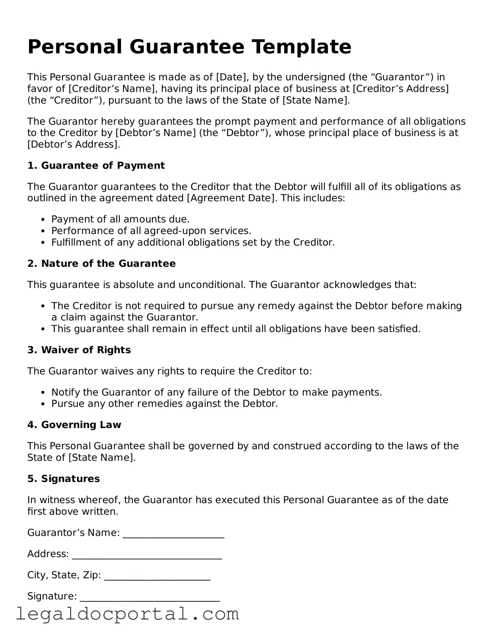 Official Personal Guarantee Document