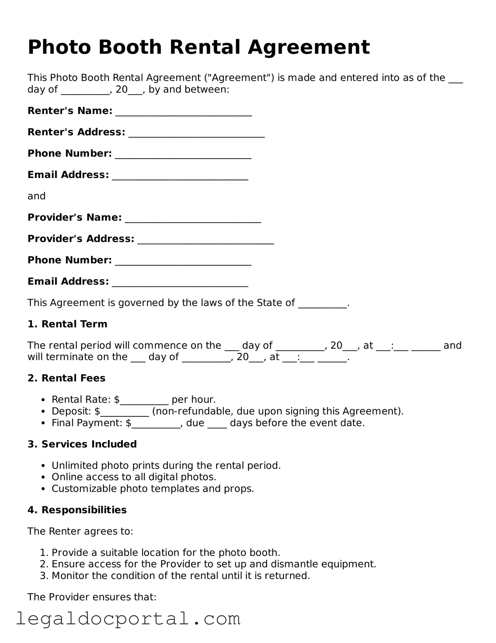 Official Photo Booth Rental Agreement Document