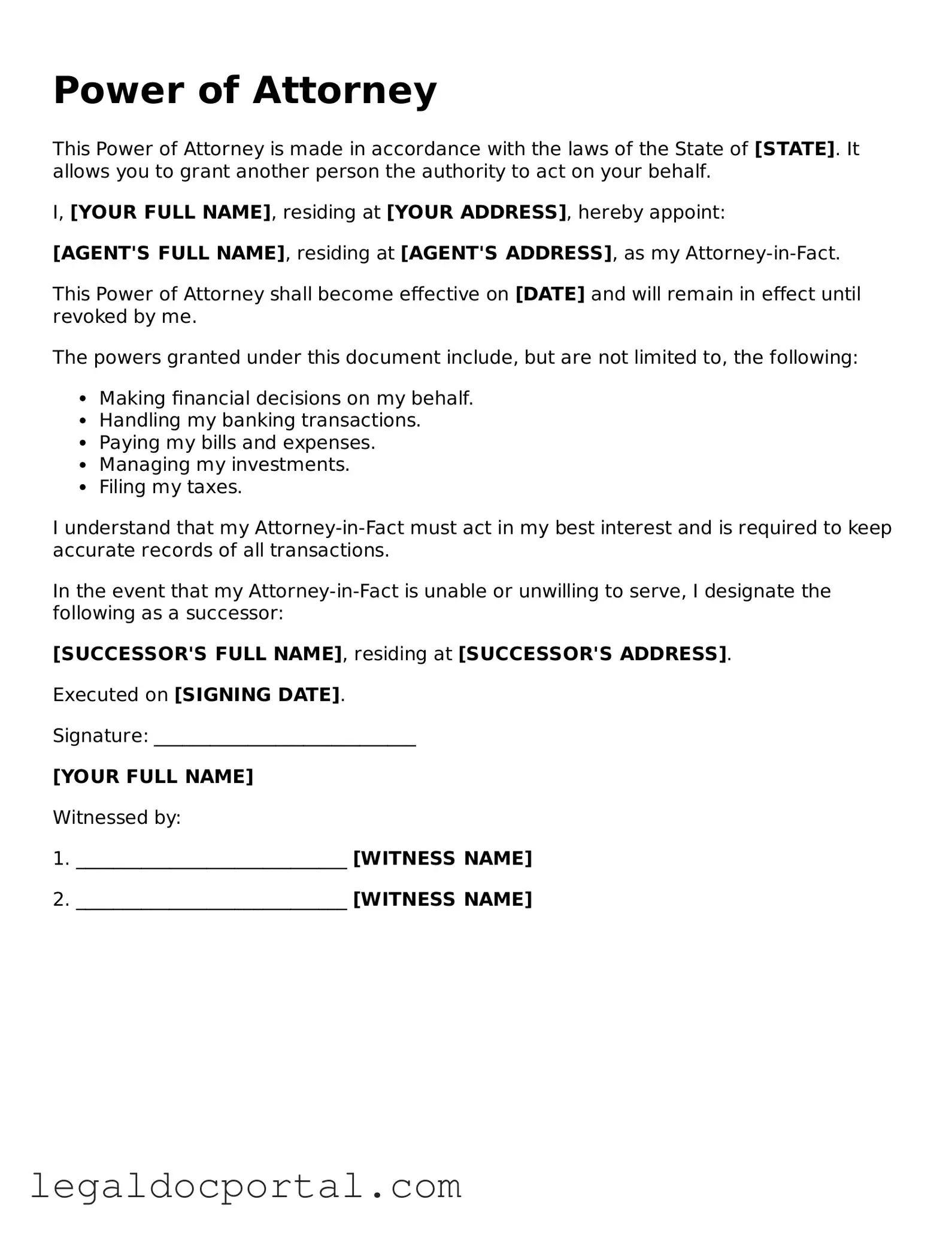 Official Power of Attorney Document