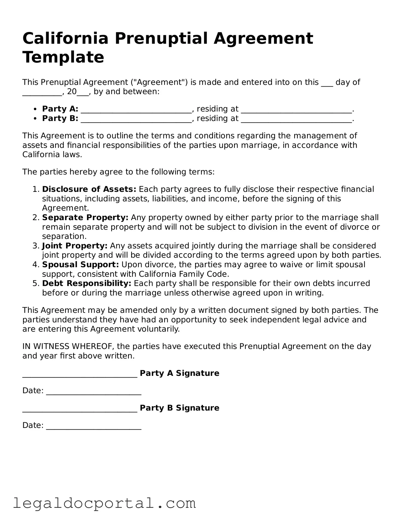 Official Prenuptial Agreement Document