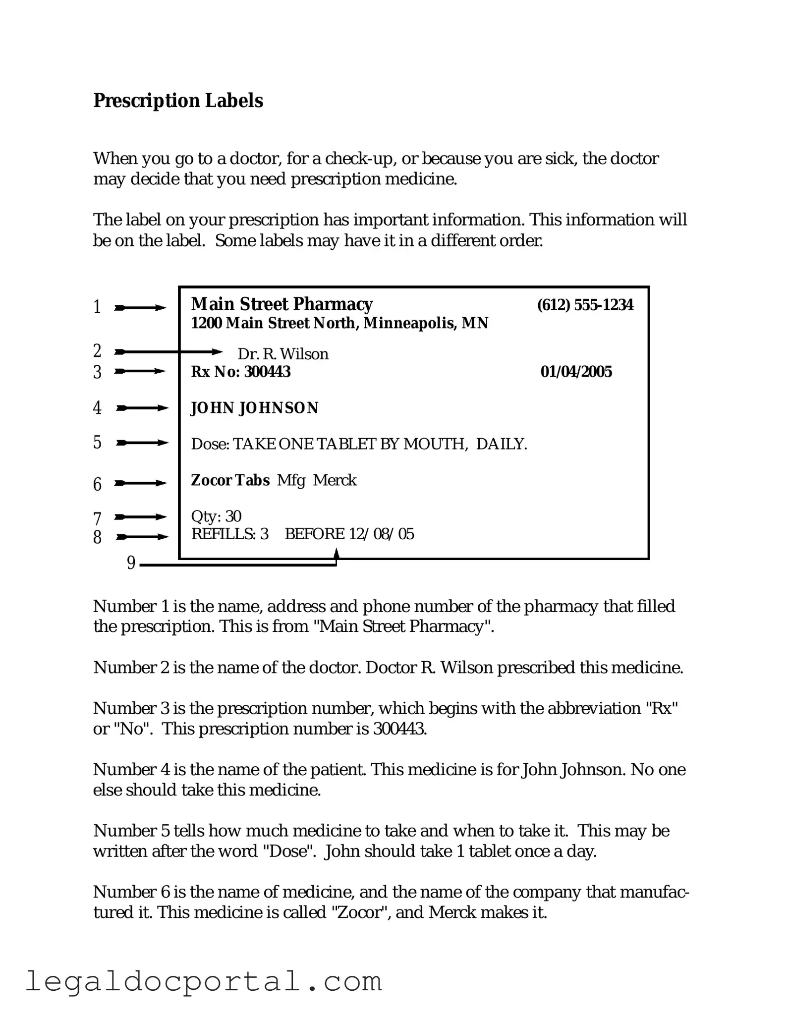 Printable Prescription Label Form