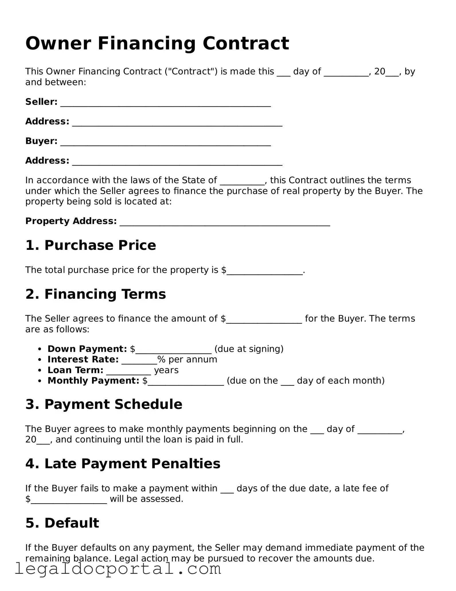 Official Owner Financing Contract Document