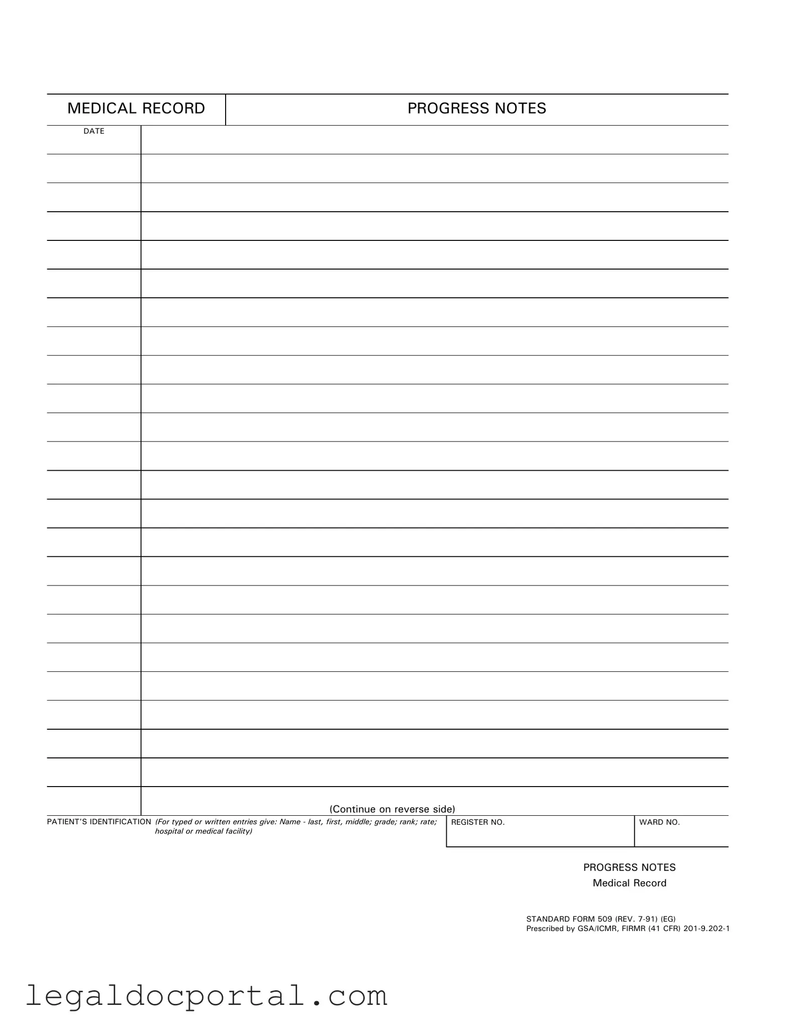 Printable Progress Notes Form