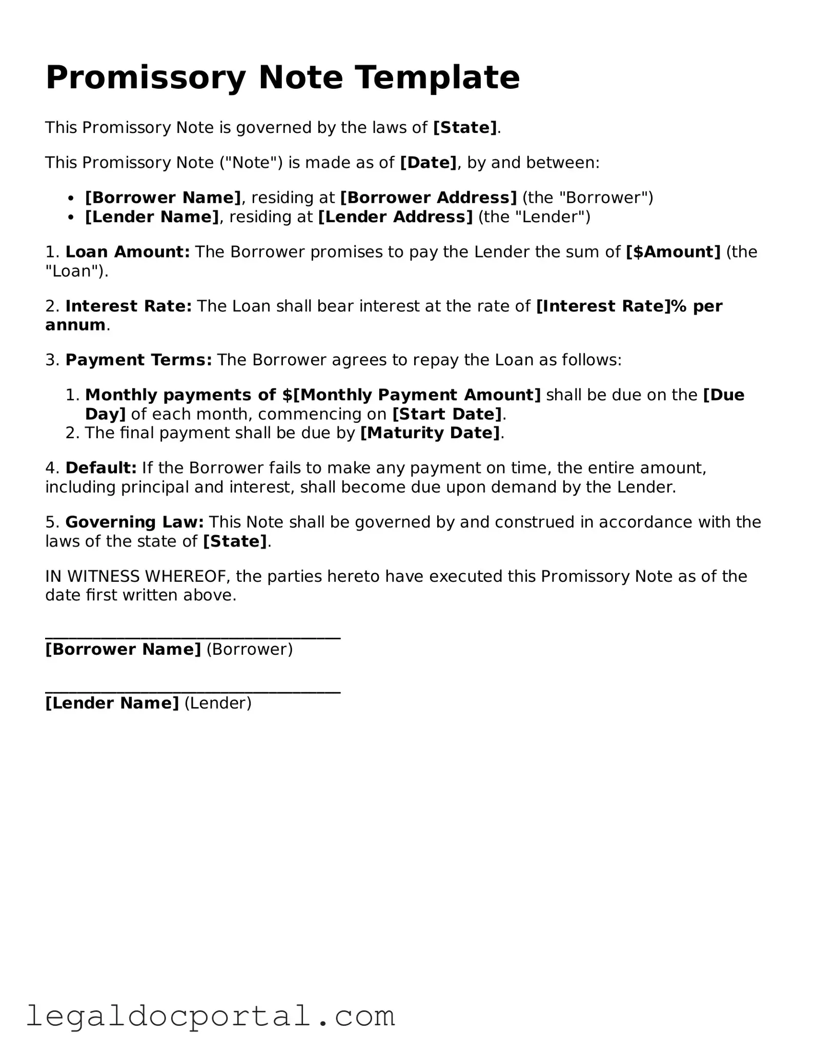 Official Promissory Note Document