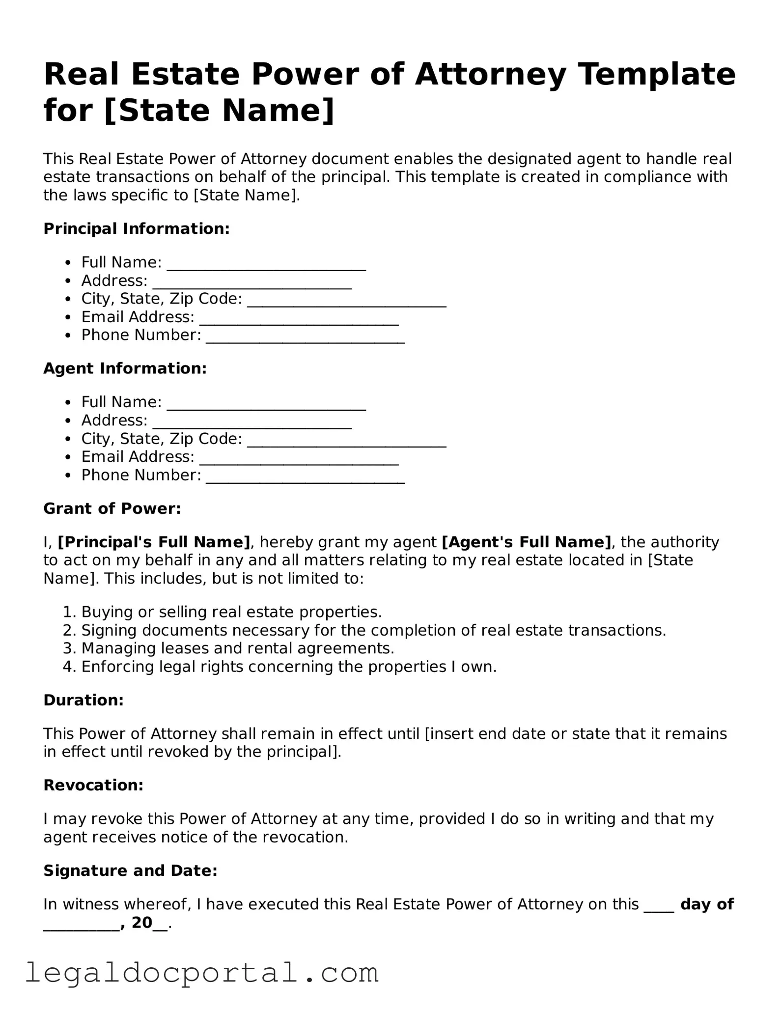 Official Real Estate Power of Attorney Document