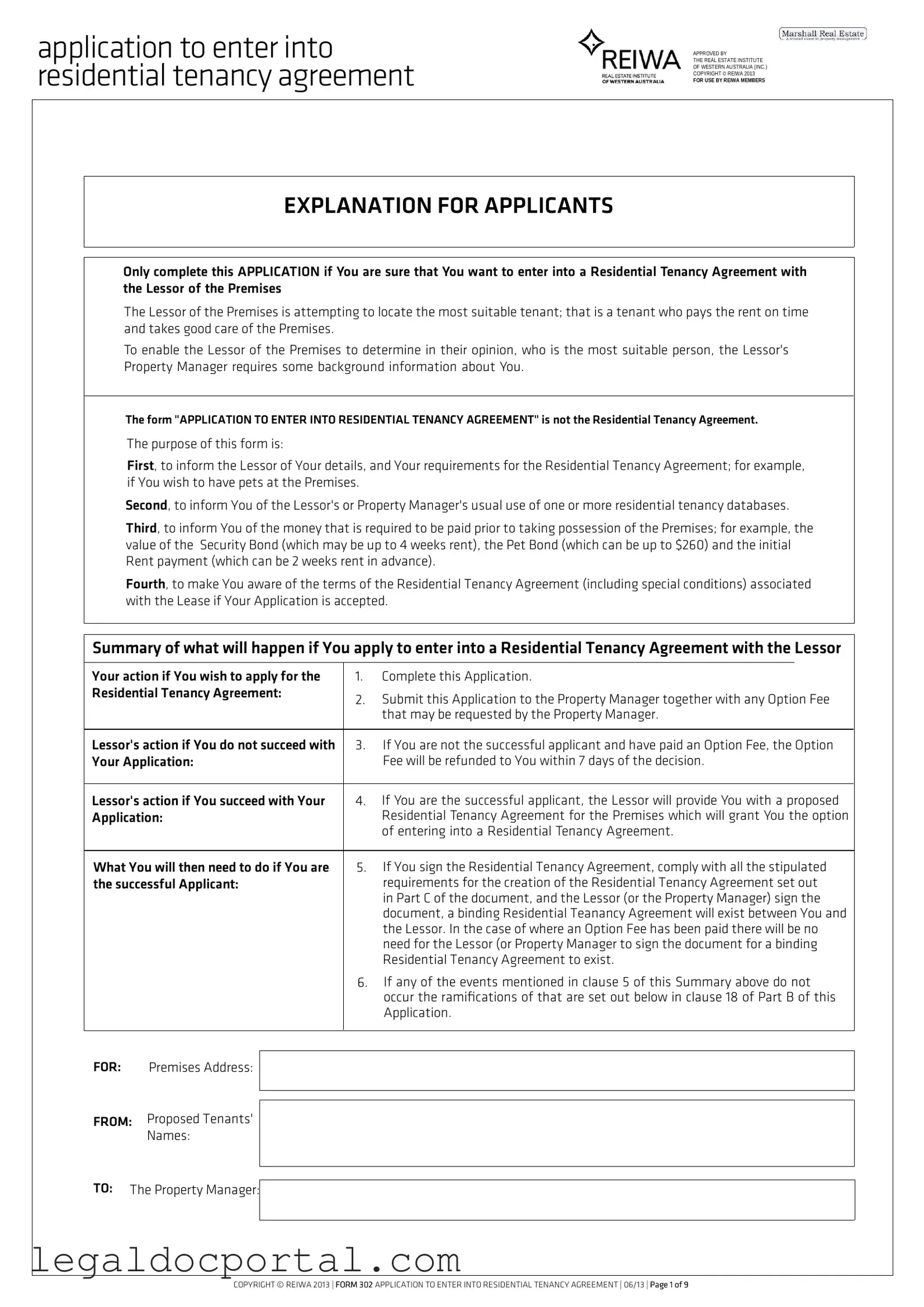 Printable Reiwa Tenancy Application Form