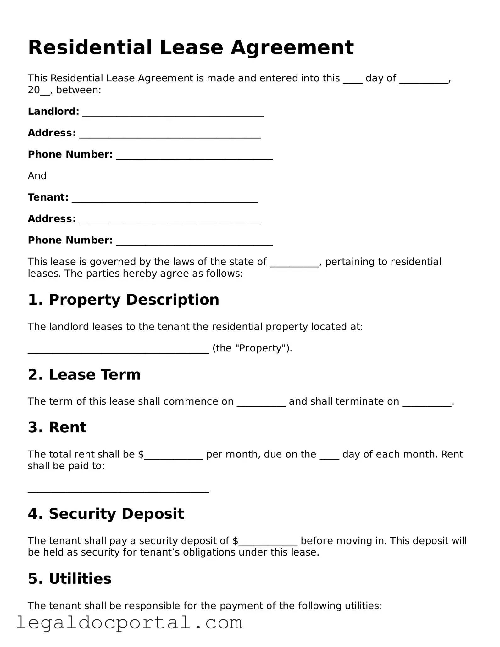 Official Residential Lease Agreement Document