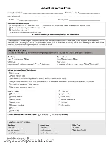 Printable 4 Point Inspection Form