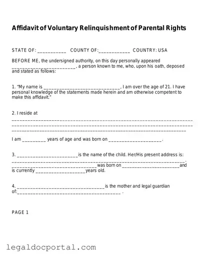 Printable Affidavit Parental Rights Form