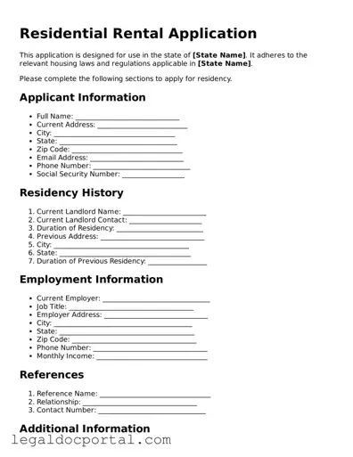 Official Rental Application Document