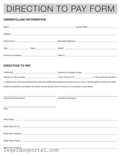 Printable Authorization And Direction Pay Form