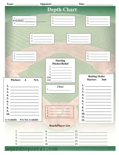 Printable Baseball Field Lineup Form