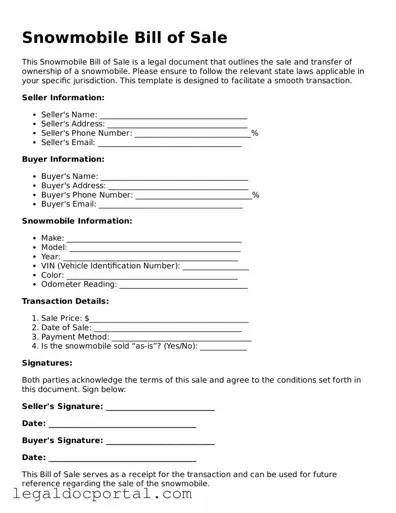 Official Snowmobile Bill of Sale Document