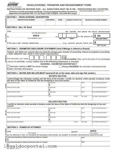 Printable California Fotm Reg 262 Form