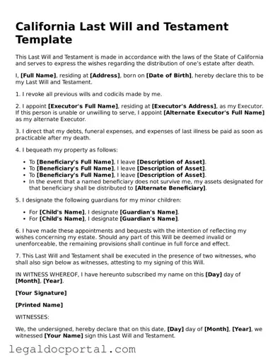 Attorney-Verified California Last Will and Testament Form