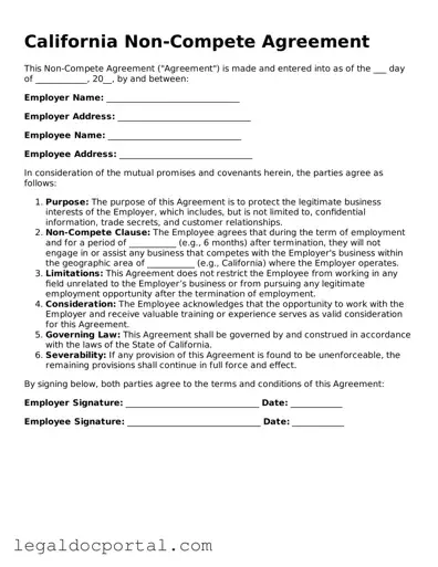 Attorney-Verified California Non-compete Agreement Form