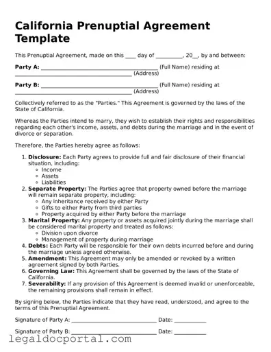 Attorney-Verified California Prenuptial Agreement Form