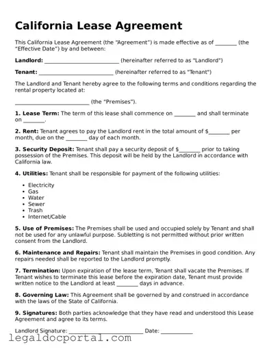 Attorney-Verified California Lease Agreement Form