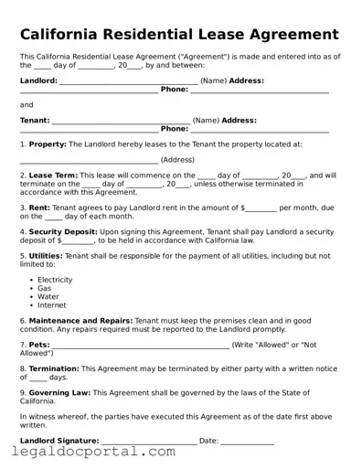 Attorney-Verified California Residential Lease Agreement Form