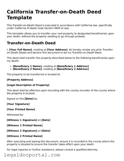 Attorney-Verified California Transfer-on-Death Deed Form