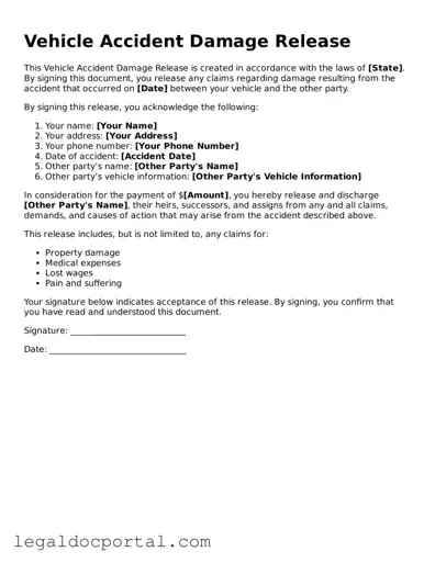 Official Vehicle Accident Damage Release Document