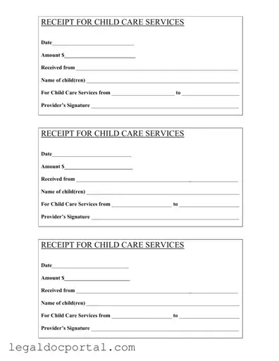 Printable Childcare Receipt Form