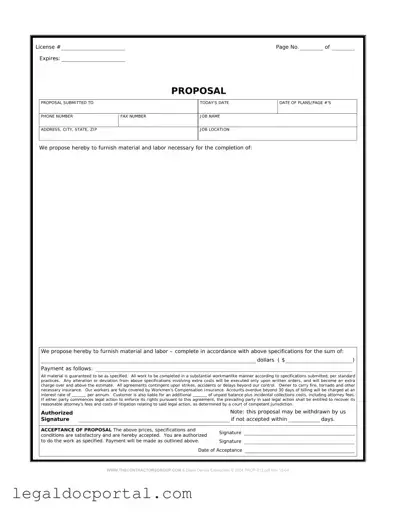 Printable Construction proposal form Form