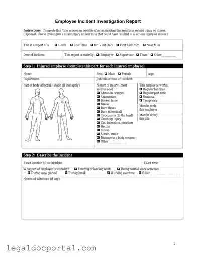 Printable Employee Accident Report Form