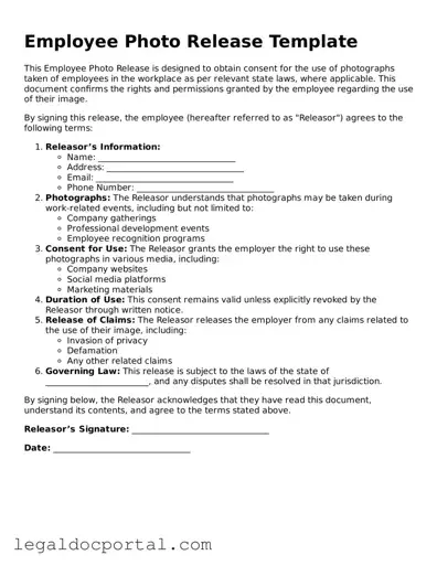 Official Employee Photo Release Document