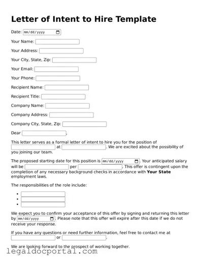 Official Letter of Intent to Hire Document
