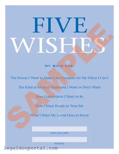 Printable 5 Wishes Document Form