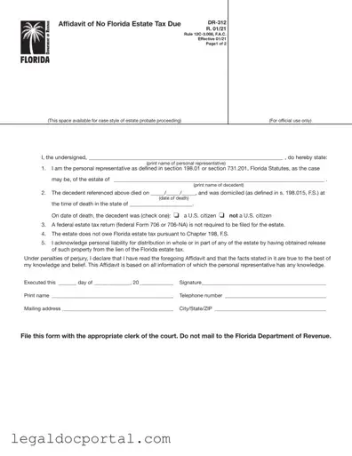 Printable Fl Dr 312 Form