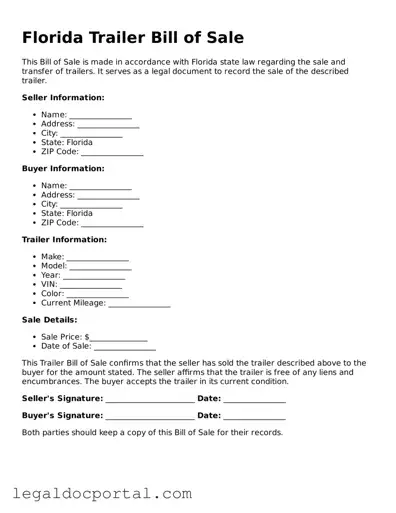 Attorney-Verified Florida Trailer Bill of Sale Form