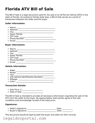 Attorney-Verified Florida ATV Bill of Sale Form