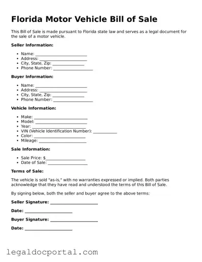 Attorney-Verified Florida Motor Vehicle Bill of Sale Form