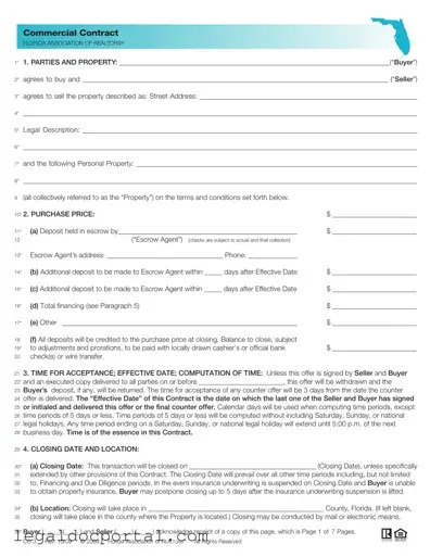 Printable Florida Commercial Contract Form