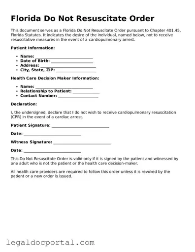 Attorney-Verified Florida Do Not Resuscitate Order Form