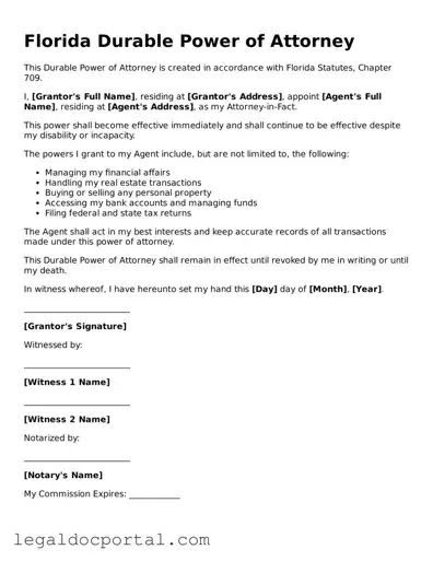Attorney-Verified Florida Durable Power of Attorney Form