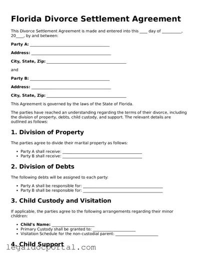 Attorney-Verified Florida Divorce Settlement Agreement Form