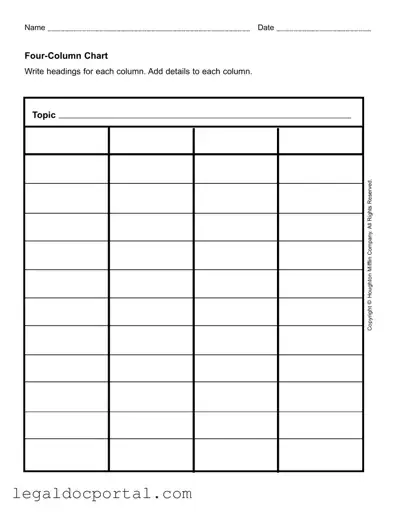 Printable Four Column Chart Form