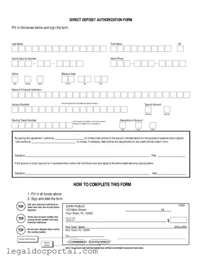 Printable Generic Direct Deposit Form