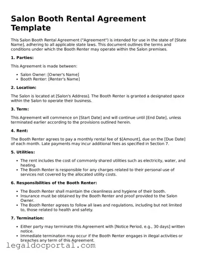 Official Salon Booth Rental Agreement Document