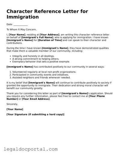 Official Character Reference Letter for Immigration Document