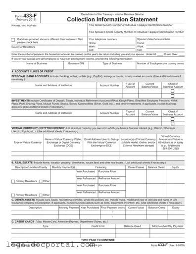 Printable IRS 433-F Form