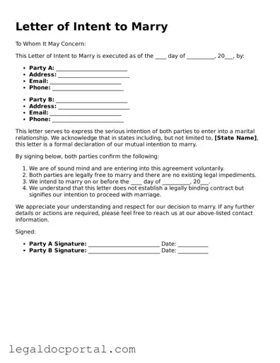 Official Letter of Intent to Marry Document