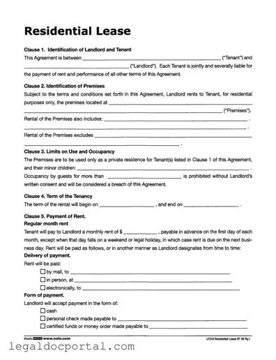 Printable Lf310 Residential Lease Form