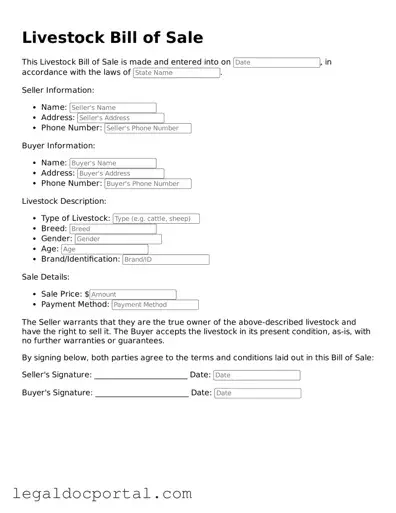 Official Livestock Bill of Sale Document