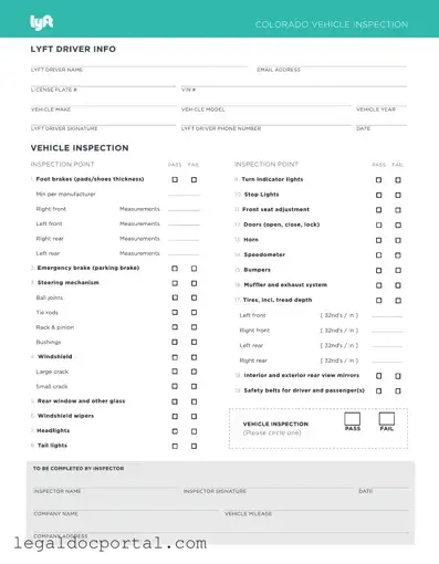 Printable Lyft Inspection Form
