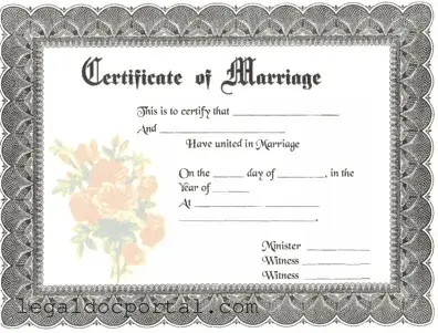 Printable Marriage Certificate Form