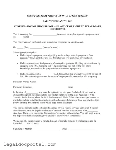 Printable Miscarriage Discharge Paper Form